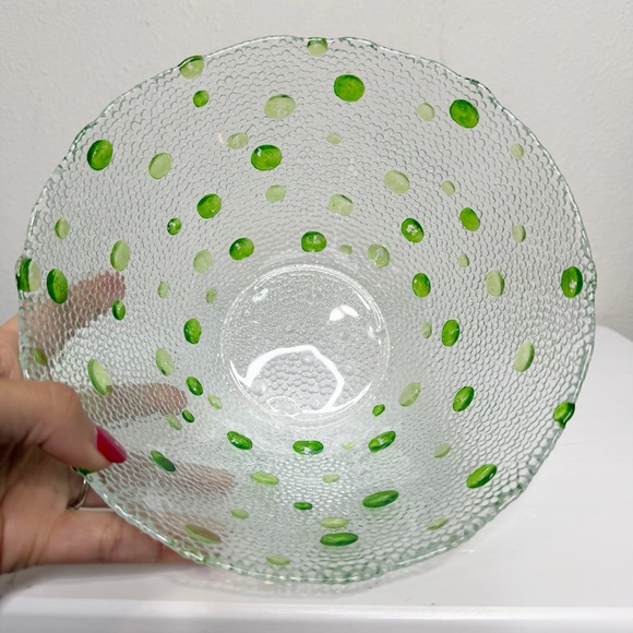 Home Vintage Southern Living by Marietta glass bowl with green dots 8” - Picture 2 of 3